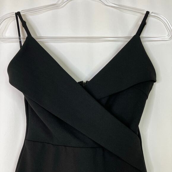 Lulus | Little Black Dress Foldover Neckline Short Mini Polyester Womens XS - Picture 2 of 6